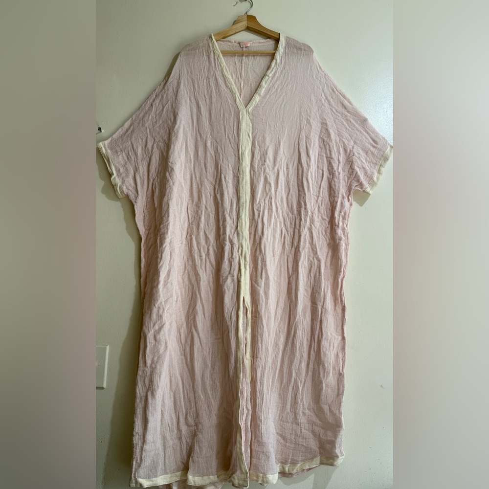 Light Pink V-Neck Kaftan Dress